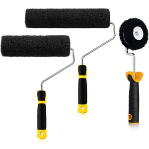 3 Pcs Drywall Compound Roller Includes 9 Inch 12 Inch Drywall Texture Roller and Corner Mud Brush for Putty Textured Coatings Ceiling Wall Covering Tools