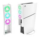 for PS5 Cooling Fan with Led Light, Quiet for PS5 Fan Cooling Fan for PS5 Cooler Cooling Fan for Playstation 5 fan with 3 Small Fans 3.0 USB Port 2 Fan Speed Setting fan (White)