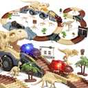 TUMAMA Dinosaur Toys Race Car Track, Flexible Dinosaur Track Toys Set, Create a Dinosaur World Road Race, Birthday for 3 4 5 6 7 Years Old Boys Girls Kids