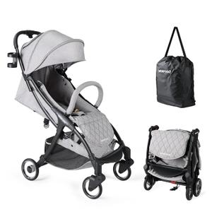 Beberoad Love R2 Small Travel Stroller Compact Strollers Foldable Lightweight Baby Stroller for Airplane, Infant with Adjustable Backrest, Cup Holder and Waterproof Canopy, Gray