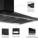 SNDOAS Black Range Hood 36 inches,Stainless Steel Wall Mount Range Hood Black,Kitchen Hood Vent with Ducted/Ductless Convertible,Hood Vents for Kitchen,Ductless Range Hood,Vent Hood 36 inch