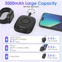 Small Portable Charger 5000mAh,iWatch Wireless Charger Mini Power Bank with Built-in Cable,Travel Keychain Charger for Apple Watch 11/10/9/8/Ultra/7/6/Se/5/4,iPhone 17/16/15/14/13/12,Android Phone