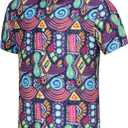 KYKU Mexico Shirt for Men Funny Beach Shirts Hawaiian Button Down Short Sleeve (Black, S)