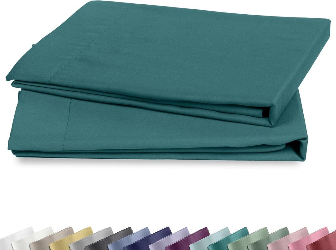 Soft Natural 100% Cotton Sateen Standard Size Pillow Cases, 2-Pack, Teal, Standard / Queen