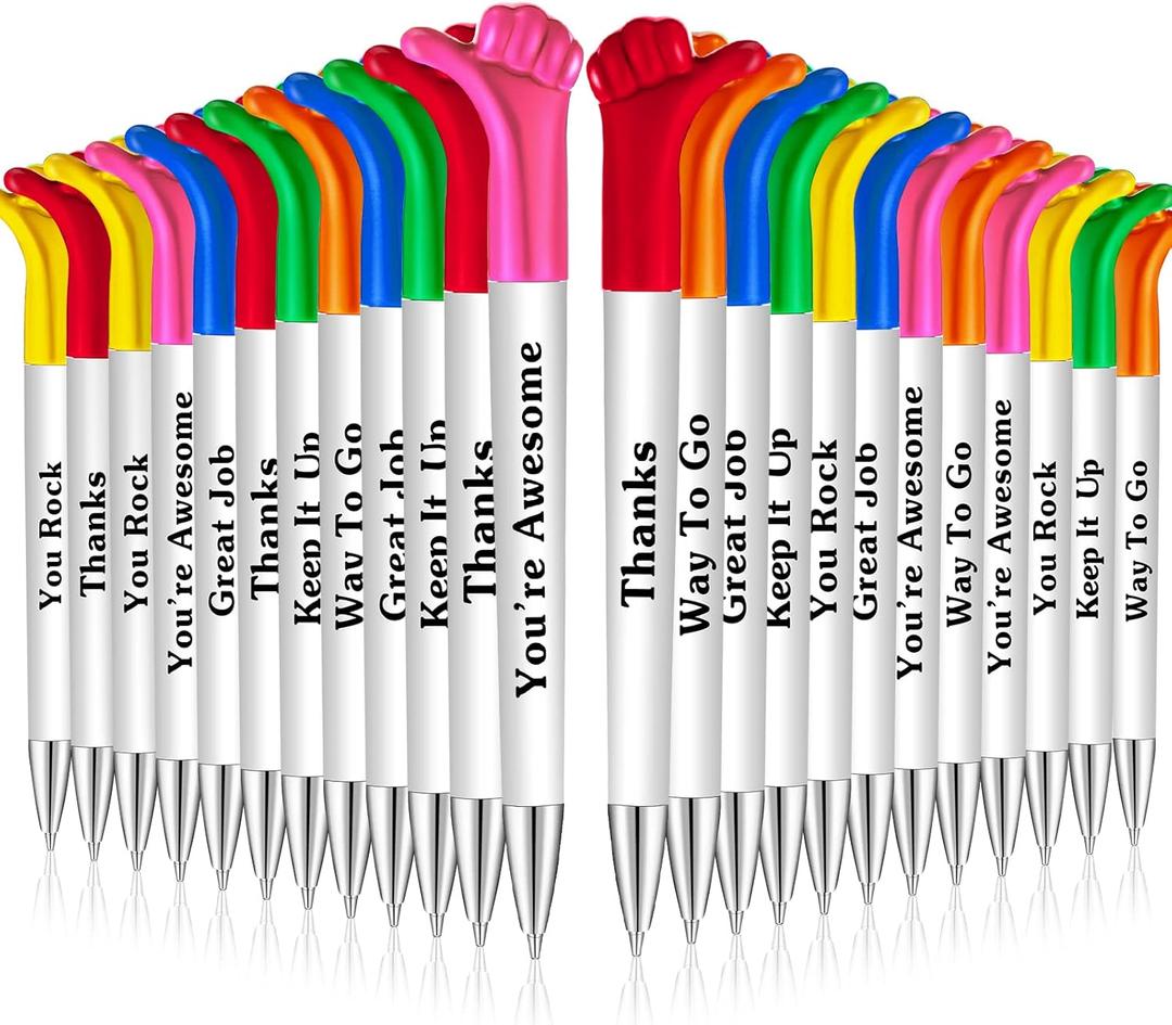 Woanger 24 Pieces Inspirational Quotes Thumbs up Pens Thank You Christmas Gifts Bulk Employee Appreciation Motivational Ballpoint Pen for Xmas Gift Student Teacher Nurse Coworker