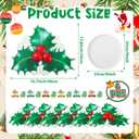 Remerry 6 Pcs Christmas Placemats Leather Triple Leaf Holly Berries Place Mats Washable Non-Slip Seasonal Winter Table Mats for Christmas Decoration Kitchen Dining Table Holiday Party
