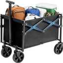 DUMOS Collapsible Wagon with Wheels, 176 lbs Wagons Carts Foldable Wagon Cart with Flexible Handle, Lightweight Portable Folding Utility Grocery Shopping Cart for Grocery Sports Garden Camping (50L, Black)