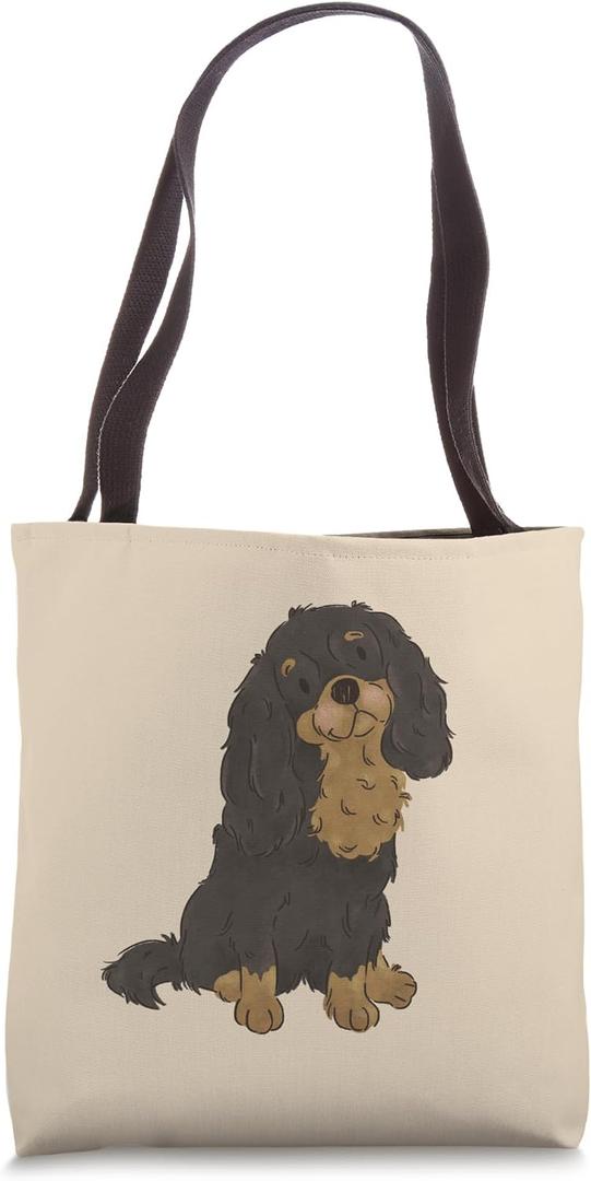 Black and Tan Cavalier King Charles Spaniel Cavie Mom Tote Bag (16 inches)