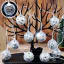 Zhanmai 30 LED Disco Ball String Lights Decor Lighted Mini Mirror Disco Balls Ornaments for 70s 80s Party Supplies Club(1.57 Inch Ball,Silver)