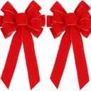 2 Pack Red Christmas Bows Outdoor Decorations,12x20 Large Christmas Tree Topper Bow, Velvet Wreath Bow with Glitter Gold Edge for Xmas Home Front Door Decor