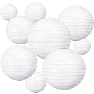 10Pcs White Round Paper Lanterns for Home Decor, Hanging Paper Lamps Have Excellent Decorative Effects and can Bring a Warm and Romantic Atmosphere to Spaces to Meet Decorative Needs.