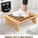 One Step Stool for Adults Seniors and Kids with Non-Slip Surface, Natural Bamboo Stepping Stools for High Bed, Bathroom and Kitchen, Hold Up to 450 LBS, Lightweight, Waterproof, Easy to Install