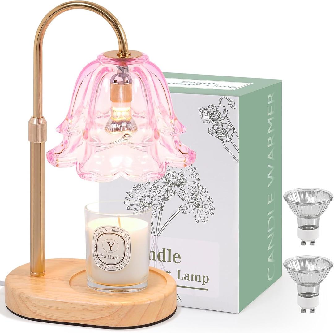 Flower Candle Warmer Lamp with Timer - Dimmable Electric Candle Warming Lamps, Adjustable Wax Melter Wamers Light for Jar Candles, Birthday Gifts for Women, Christmas New Home Decor