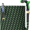 Non-Expanding Garden Hose 100Ft, Flexible Kink Free Water Hose with 10 Watering Spray Nozzle, Lightweight Hose Pipe, Leak-Proof, Durable, 3/4" Metal Alloy Connector, Portable Storage Strap (Green)