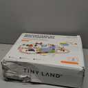 Tiny Land 110pcs Wooden Train Set with Folding Storage Box, Wooden Train Track Toy for Boys & Girls, Age 3-7, Includes Convenient Storage