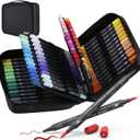 KEMYR Markers for Adult Coloring Books: 80 Color Dual Tip Fine & Brush Pens Water-Based Coloring Marker for Adults Drawing Sketching Bullet Journal Writing Lettering No bleeding