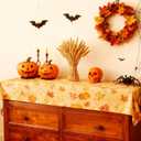 2 x Thanksgiving Fall Table Runner Pumpkins Maple Leaf Fall Runner for Table Seasonal Holiday Autumn Thanksgiving Decoration 13x48 Inch