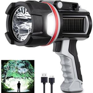 Rechargeable Spotlight Flashlight, Super Bright 3 LED 3000000 Lumen Long Lasting Handheld Spot Light Spotlight for Hunting Boating Camping