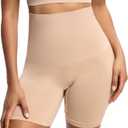 Shapewear Shorts for Women, High Waisted Body Shaper Shorts, Tummy Control, Butt Lifter, Seamless Compression (4X-Large, Nude)