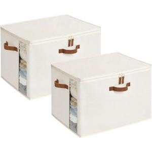 StorageWorks 135L 2-Pack Comforter Storage Bag, Closet Organizers and Storage for Quilt, Sheet, Bedding, Sweater, Clothes (Beige)