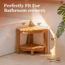 HOMESTEAD Teak Shower Stool with 2 Tier Storage Shelf, Compact Corner Shower Bench for Inside Shower, Bathroom Seat with Soap Holder, Shower Foot Rest and Shower Stool for Shaving Legs
