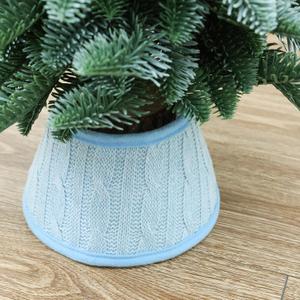 2 x 7.5 Inch Knitted Christmas Tree Collar, Rustic Mini Tree Skirt Base Cover for Small Tabletop Trees, Holiday Home Decor,Light Blue