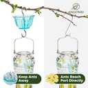 Kingsyard Hummingbird Feeder for Outdoors Hanging, 25 Ounces, Glass Humming Bird Nectar Feeder with Ant Moat & 6 Feeding Ports, Leak Proof, Turquoise