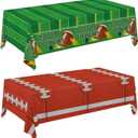 Gatherfun 2-Pack Football Decorations  Touchdown Tablecloth Set, 54x108 Disposable Plastic Covers for Game Party, Birthday Party & Football-Themed Favors