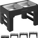 URPOWER Elevated Dog Bowls 4 Height Adjustable Raised Stand with 2 Large Stainless Steel Dog Food and Water Bowl for Small, Medium, Large Dogs and Pets