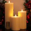 Retisee 3 Pcs White Large Flameless LED Battery Operated Candles with Remote and Timer Real Wax Flickering Candles for Indoor Outdoor Party Wedding Lights Decorations