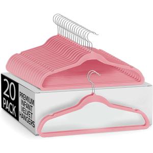 Premium Baby Velvet Hanger, 11, 20 Pack, Non-Slip Baby Hangers, Space Saving, Infant, Ultra Slim, Closet Organization, Children Clothes, Closet Toddler - Pink