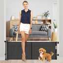 Reinforced 18 Inch Tall Retractable Dog Gate for Stairs, 55" Wide Step Over Pet Gate for Doorways, Small Pet Gate Retractable Gate Indoor/Outdoor Short Gate for Small Dogs - No Bottom Squeeze, Black