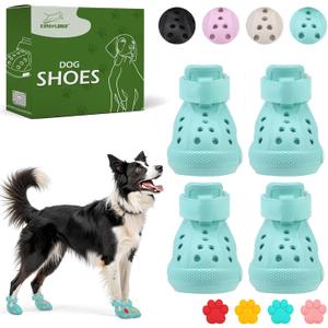 Dog Shoes for Hot Pavement - Non-Slip Summer Dog Booties for Small Medium Large Dogs, Reflective Pet Boots & Paw Protectors, Easy ON & Off, Waterproof and Easy-Clean for Beach Outdoor (Aqua Green, L) (Size 7/L (Paw Width:2.36in))