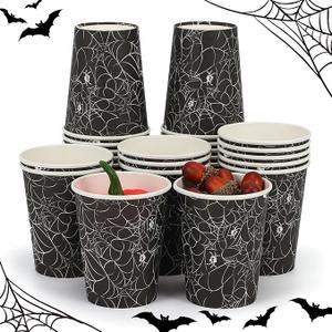 ATFUNSHOP Halloween Disposable Cups 30PCS Spiders Web Party Paper Cups 9OZ