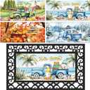 Tinideya Doormat Inserts Seasonal Entrance Doormats Spring Summer Interchangeable Welcome Doormats Welcome Mat for Holiday Front Door Entrance Decor, 22 x 10 Inches(No Frame)(Truck)