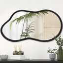 AAZZKANG Black Wall Mirror with Wood Framed Small Irregular Hanging Mirrors Modern Asymmetrical for Bedroom Living Room Entryway Bathroom Decorative 18"x10"