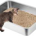 Stainless Steel Cat Litter Box, 15.7"11.8"4" Metal Litter Pan, Small Litter Box for Little Cats Kittens, Easy Cleaning