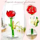 H&D HYALINE & DORA Red Crystal Rose Flower Figurine Butterfly Decor Glass Flowers with Stems Gift for Christmas Valentine's Day Mothers Day Birthday Home Table