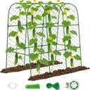 Amoskey Cucumber Trellis for Raised Beds, Cucumber Trellis for Climbing Plants Outdoor, with Garden Netting and Plant Clip, Metal Arch Garden Trellis Ideal for Cucumbers, Tomatoes, and Flowers