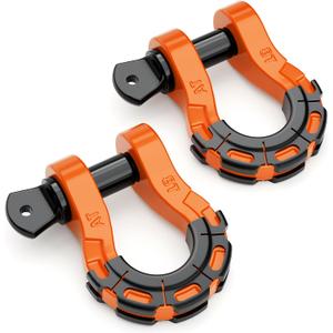 2 x AUTOBOTS D Ring Shackles Heavy Duty(2 Pack) 68,000 lbs Capacity, Stronger Than 3/4" D Shackle, with 7/8" Screw Pin, for Tow Strap Winch Off Road Accessory Vehicle Recovery Orange