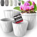 Mueller European-Made 5/1 Plant Pots 6/7.5/9.2" - Flower Pots Set with Inner Drainage for Indoor and Outdoor Use, Modern Decorative Planters for Plants, Flowers, and Herbs - White