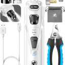 Whisper Quiet Dog Nail Grinder with 4 LED Lights, Safe & Stress-Free for Sensitive Dogs of All Breeds & Sizes, 3 Grinding Bits, 3-Speed, Pet Nail Trimmers, Rechargeable Painless Grooming Kit White