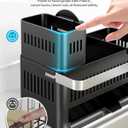 Nieifi Sponge Holder for Kitchen Sink, Sink Caddy with High Brush Holder and Towel Rack, Kitchen Countertop Organizer and Storage Essential (Black with Smiley Face, 10.12″)