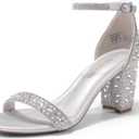 DREAM PAIRS Women's Chunk Low Heel Pump Sandals (8.5)