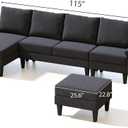 Trygoal 115 Inch L-Shaped Sectional Sofa with Storage Ottoman, 4-Seater Couch with Plush Cushions, Modern Upholstered Living Room Set with Chaise Lounge, for Living Room, Apartment, Black
