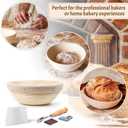 Sourdough Bread Baking Supplies Starter Kit, Banneton Proofing Basket Round 9" Set of 2, Gift Set