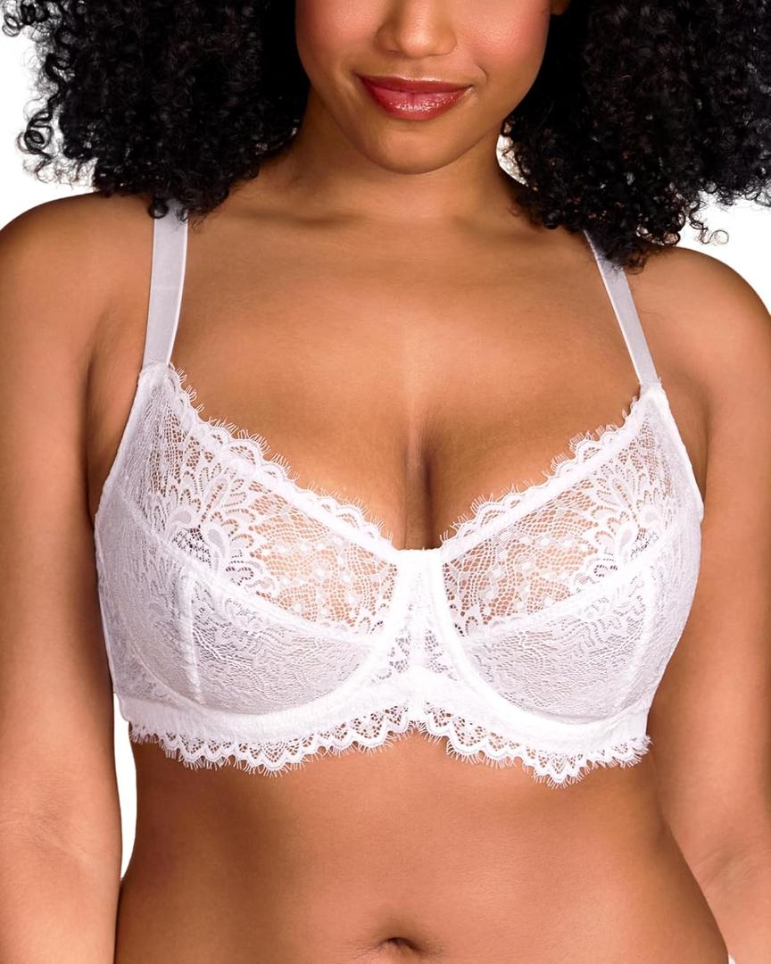 HSIA Minimizer Bra for Women - Plus Size Full Coverage Lace Bra with Underwire, Non Padded (Beige), Size 36DD