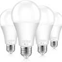 Dusk to Dawn Light Bulbs Outdoor 100 Watt Equivalent, 11W Automatic On/Off Sensor Light Bulb Daylight 5000K, A19 Outdoor LED Light Bulbs Photocell for Porch Garage Yard Security, E26 Base, 4-Pack