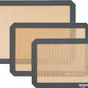Amazon Basics Rectangular Non-Stick Silicone Baking Mat, Food Safe, Heat Resistant, 9"x13", 9.9"x14.8", and 16.5"x11.6", Beige/Gray, Pack of 3