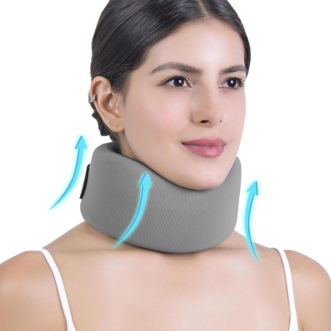 Neck Brace for Neck Pain & Support - Cervical Collar with Soft Nylon-Spandex for Keep Vertebrae Stable & Aligned for Women & Men - Ideal for Sleeping, Working, Neck Injury Recovery